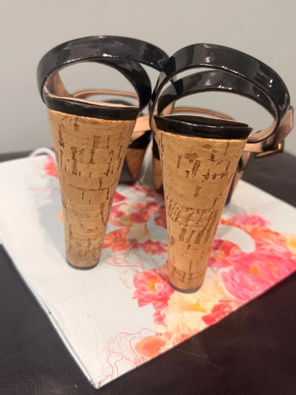 Pour La Victoire Black Patent Platform Slingbacks